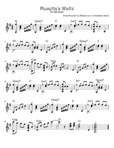 Musetta's Waltz for Guitar Solo (arr. Kimberly Steele)