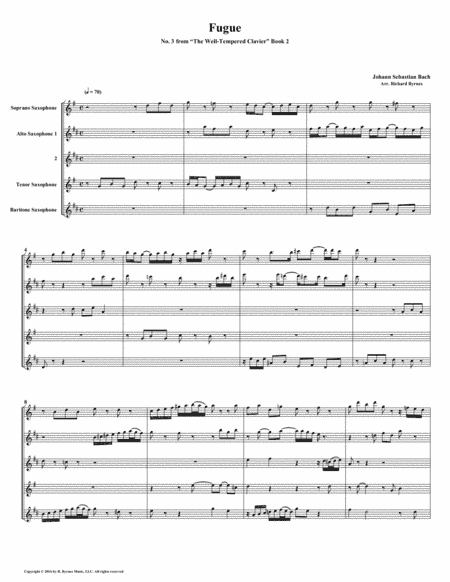 Fugue 03 from Well-Tempered Clavier, Book 2 (Saxophone Quintet) (arr. Richard Byrnes)