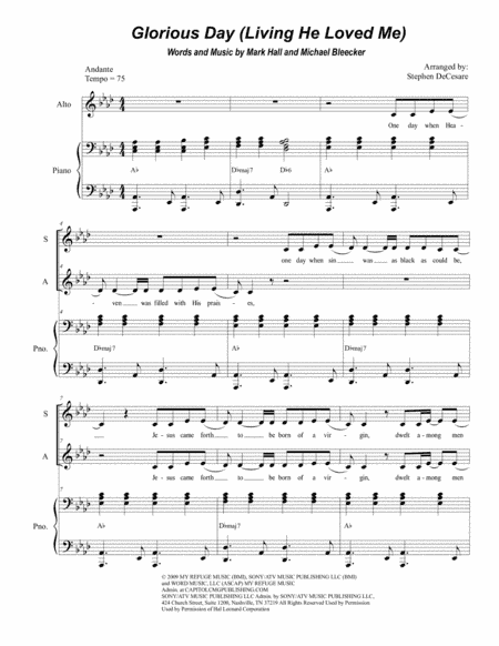 Glorious Day (Living He Loved Me) (arr. Stephen DeCesare)