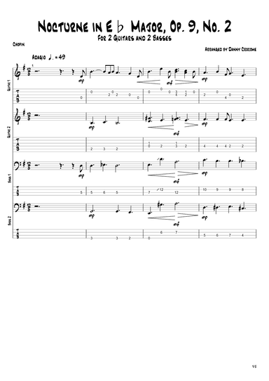 Nocturne in Eb Major, Op. 9, No. 2 (For 2 Guitars and 2 Basses) (arr. Danny Crocome)