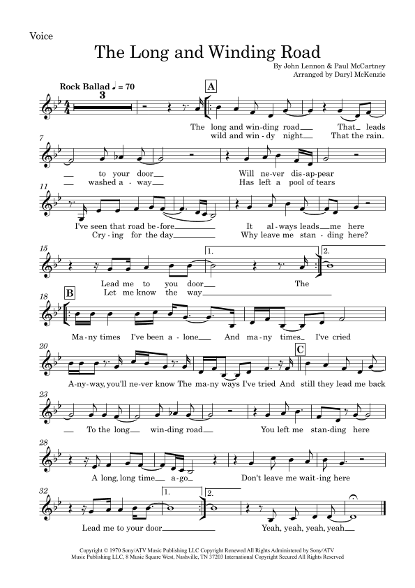 The Long And Winding Road (arr. Daryl McKenzie)