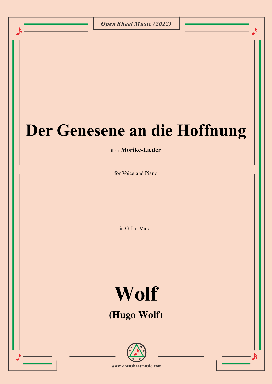 Wolf-Der Genesene an die Hoffnung,in G flat Major (arr. OSM Press)