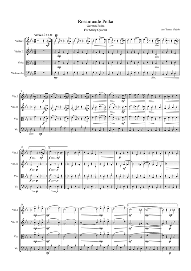 Rosamunde Polka for String Quartet (arr. Tomaz Nedoh)