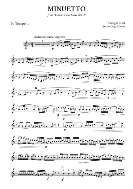 Minuetto from "L'Arlesienne Suite No. 2" for Brass Quartet (arr. Diego Marani)