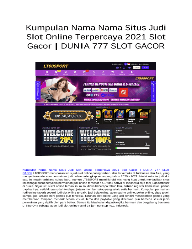 Kumpulan Nama Nama Situs Judi Slot Online Terpercaya 2021 Slot Gacor | DUNIA 777 SLOT GACOR (arr. Kumpulan Nama Nama Situs Judi Slot Online Terpercaya 2021 Slot Gacor | DUNIA 777)