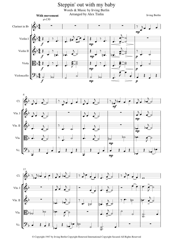 Steppin' Out With My Baby (arr. Alex Tinlin)