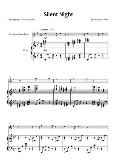 Silent Night - Baritone saxophone and piano (arr. Glauco Fernandes)