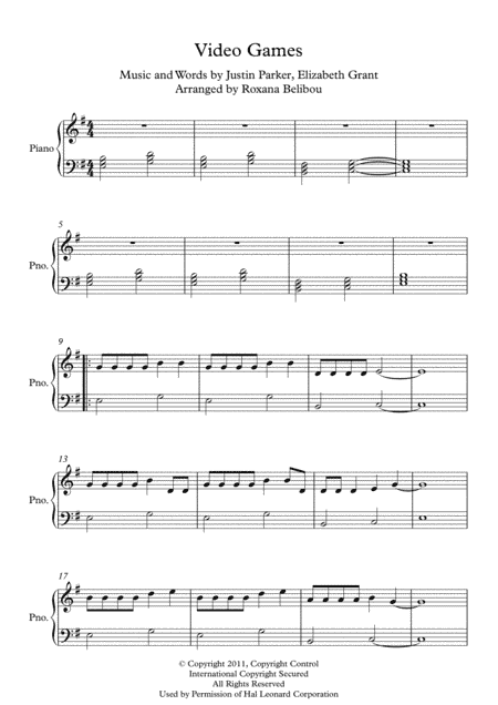 Video Games (arr. Roxana Belibou)