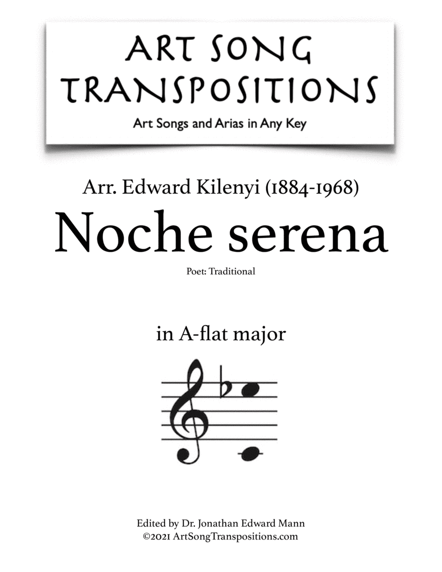 KILENYI: Noche serena (transposed to A-flat major) (arr. ArtSongTranspositions.com)