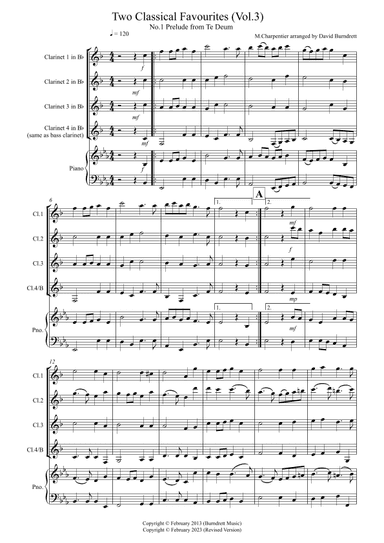 2 Classical Favourites for Clarinet Quartet (volume three) (arr. D.Burndrett)