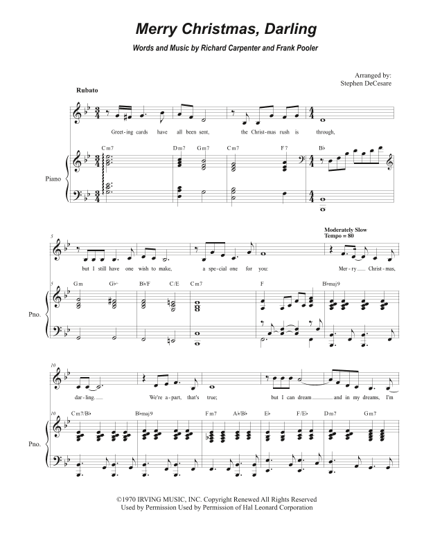 Merry Christmas, Darling (arr. Stephen DeCesare)