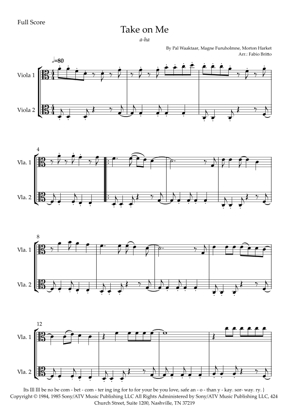 Take On Me (arr. Fabio Britto)
