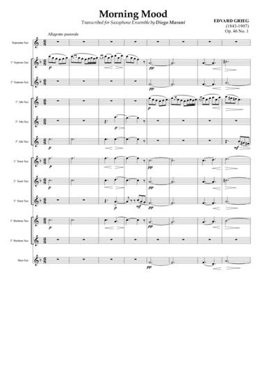 "Morning Mood" from Peer Gynt Suite for Saxophone Ensemble (arr. Diego Marani)