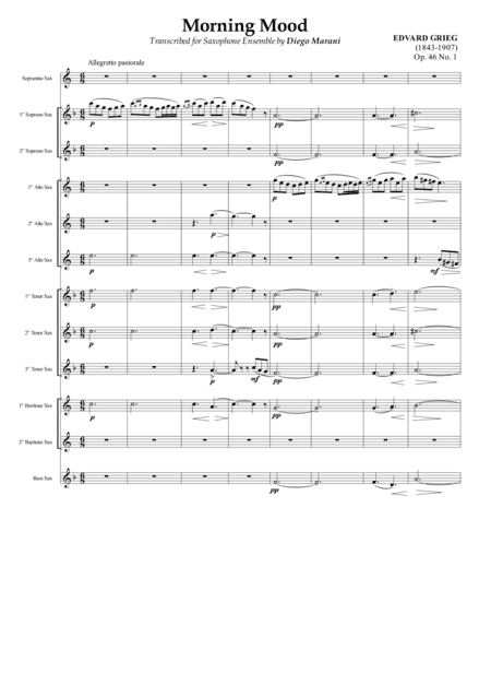 "Morning Mood" from Peer Gynt Suite for Saxophone Ensemble (arr. Diego Marani)