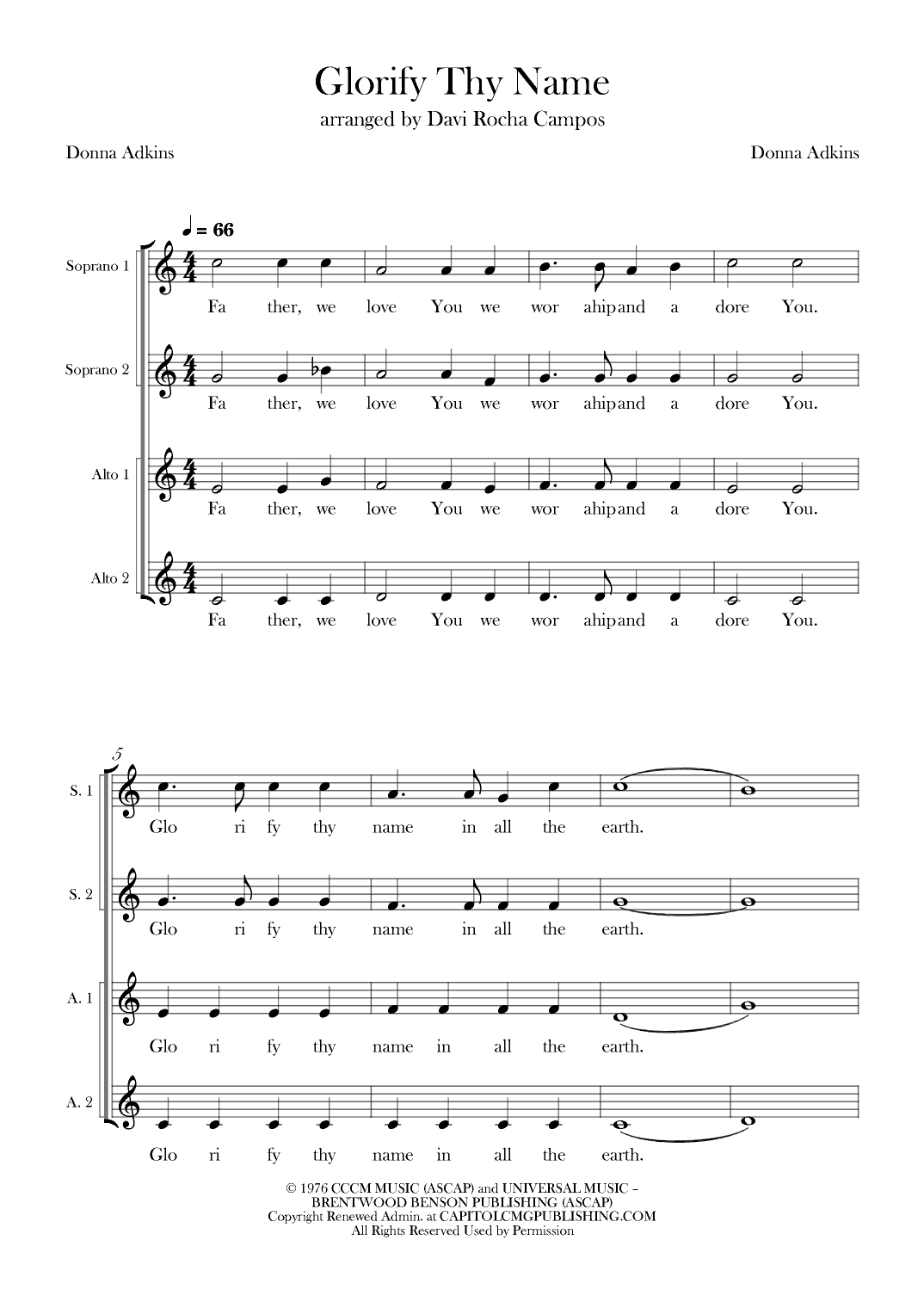 Glorify Thy Name (arr. Davi Rocha Campos)