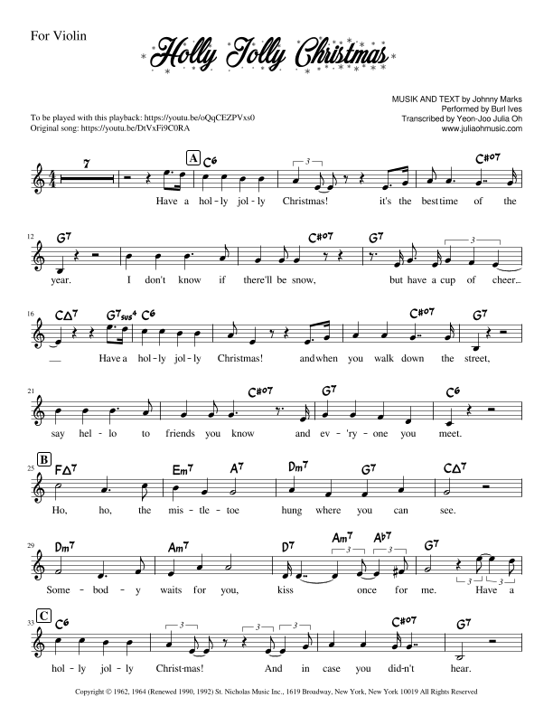 A Holly Jolly Christmas (arr. Julia Yeon-Joo Oh)