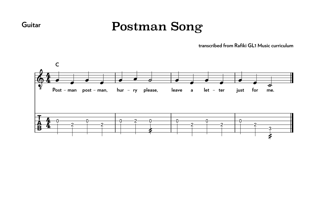 The Postman Song (arr. Riverside Guitar School)