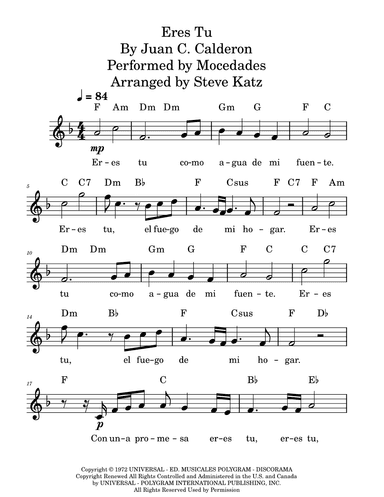 Eres Tu/touch The Wind (arr. Steve Katz)