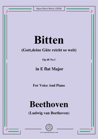 Beethoven-Bitten(Gott,deine Güte reicht so weit),in E flat Major,for Voice and Piano (arr. MSM)