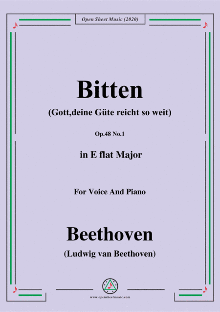 Beethoven-Bitten(Gott,deine Güte reicht so weit),in E flat Major,for Voice and Piano (arr. MSM)