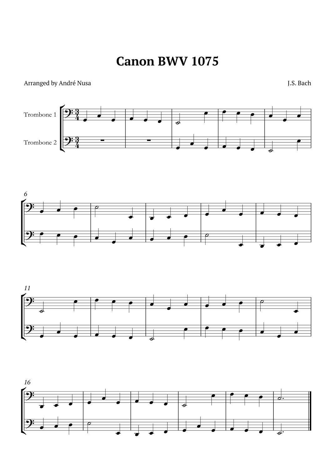 Canon BWV 1075 (arr. André Nusa)