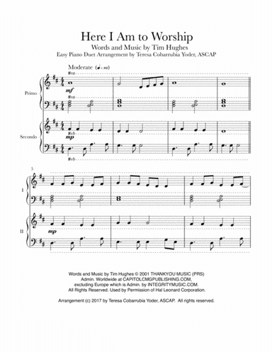 Here I Am To Worship (arr. Teresa Cobarrubia Yoder, ASCAP)