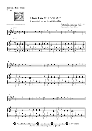 How Great Thou Art - "O store Gud." - Easy BAritone Saxophone and Piano (arr. Daniel H Rosa)