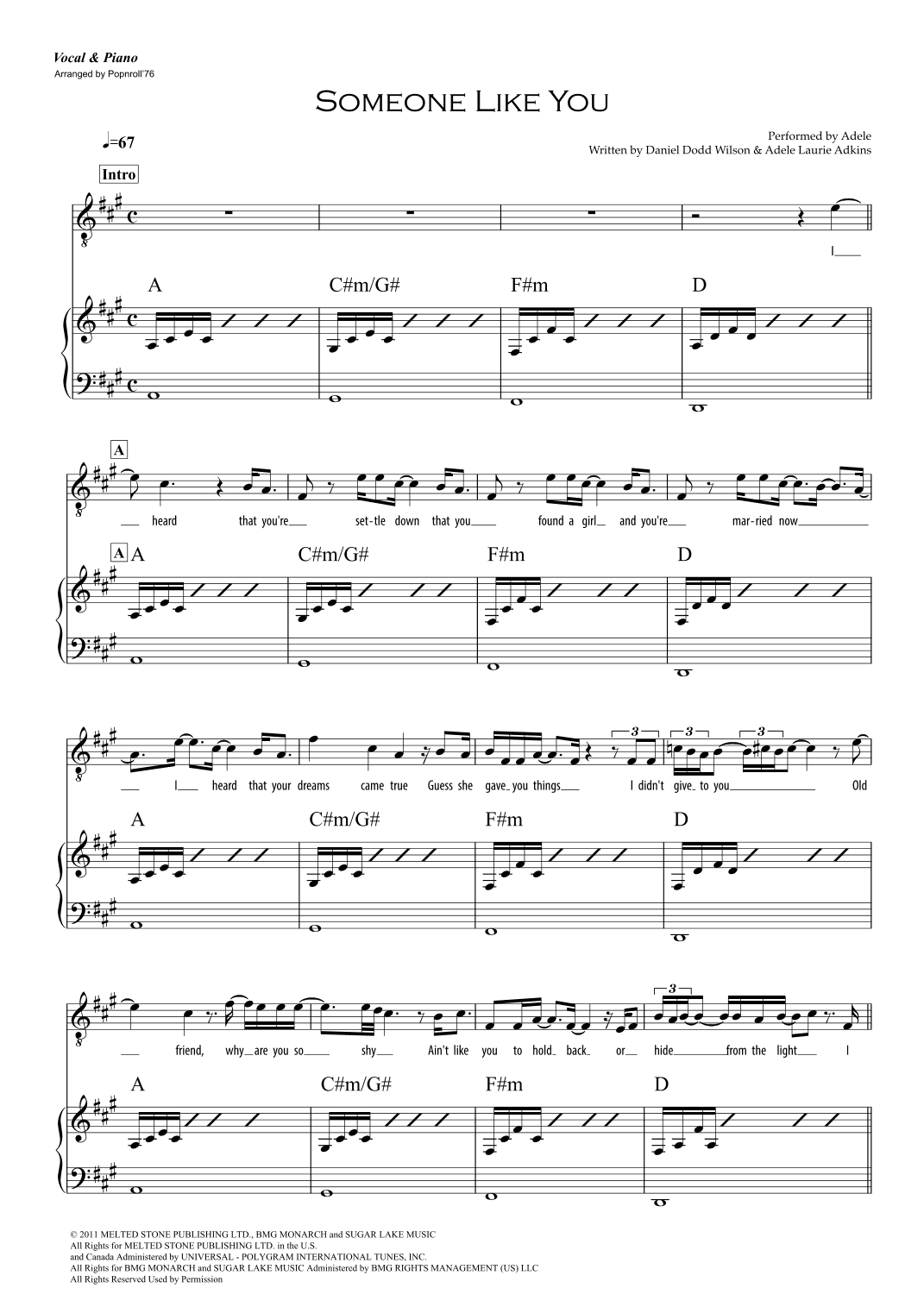 Someone Like You (arr. Popnroll 1976)