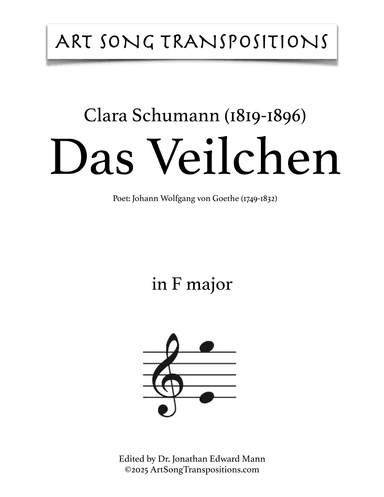 SCHUMANN: Das Veilchen (transposed to F major) (arr. ArtSongTranspositions.com)