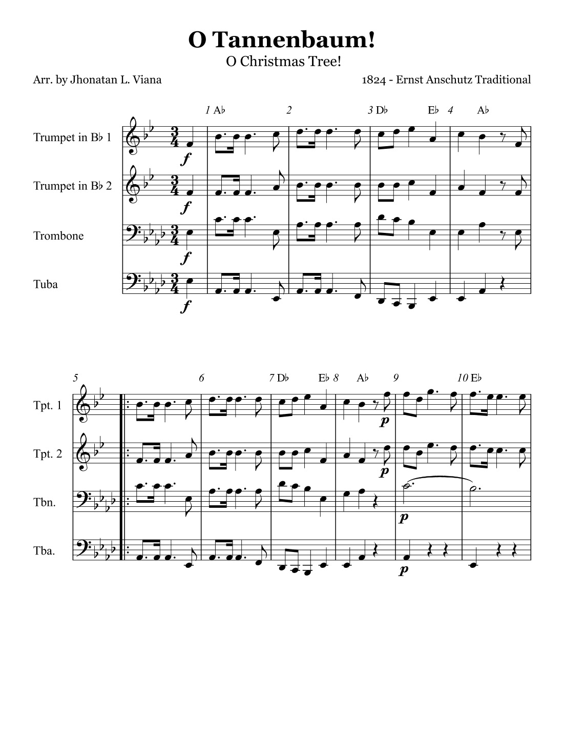 Oh! Tannenbaum! (Oh! Christmas Tree!) (arr. Jhonatan Lucio Viana)