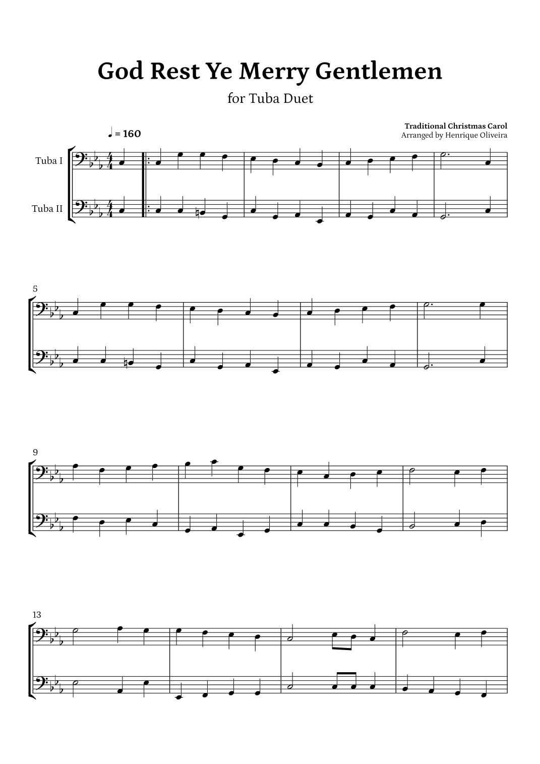 God Rest Ye Merry Gentlemen (Tuba Duet) - Beginner Level (arr. Henrique Oliveira)