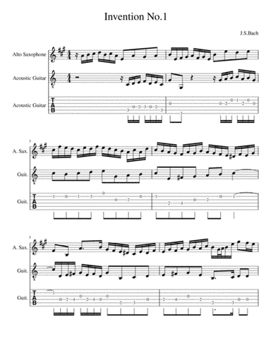 J.S.Bach Invention No.1 for alto saxophone and guitar (arr. Kin Leung)
