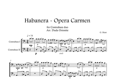 Carmen HABANERA - Bizet  ( contrabass DUO) Student (arr. Duda Oriontte)