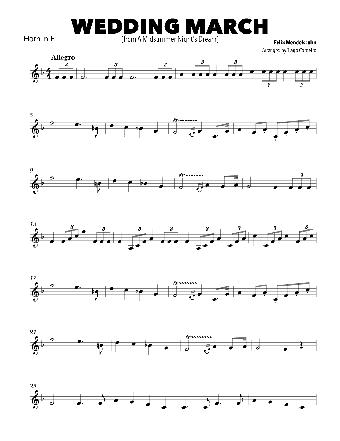 Wedding March (arr. Tiago Cordeiro)