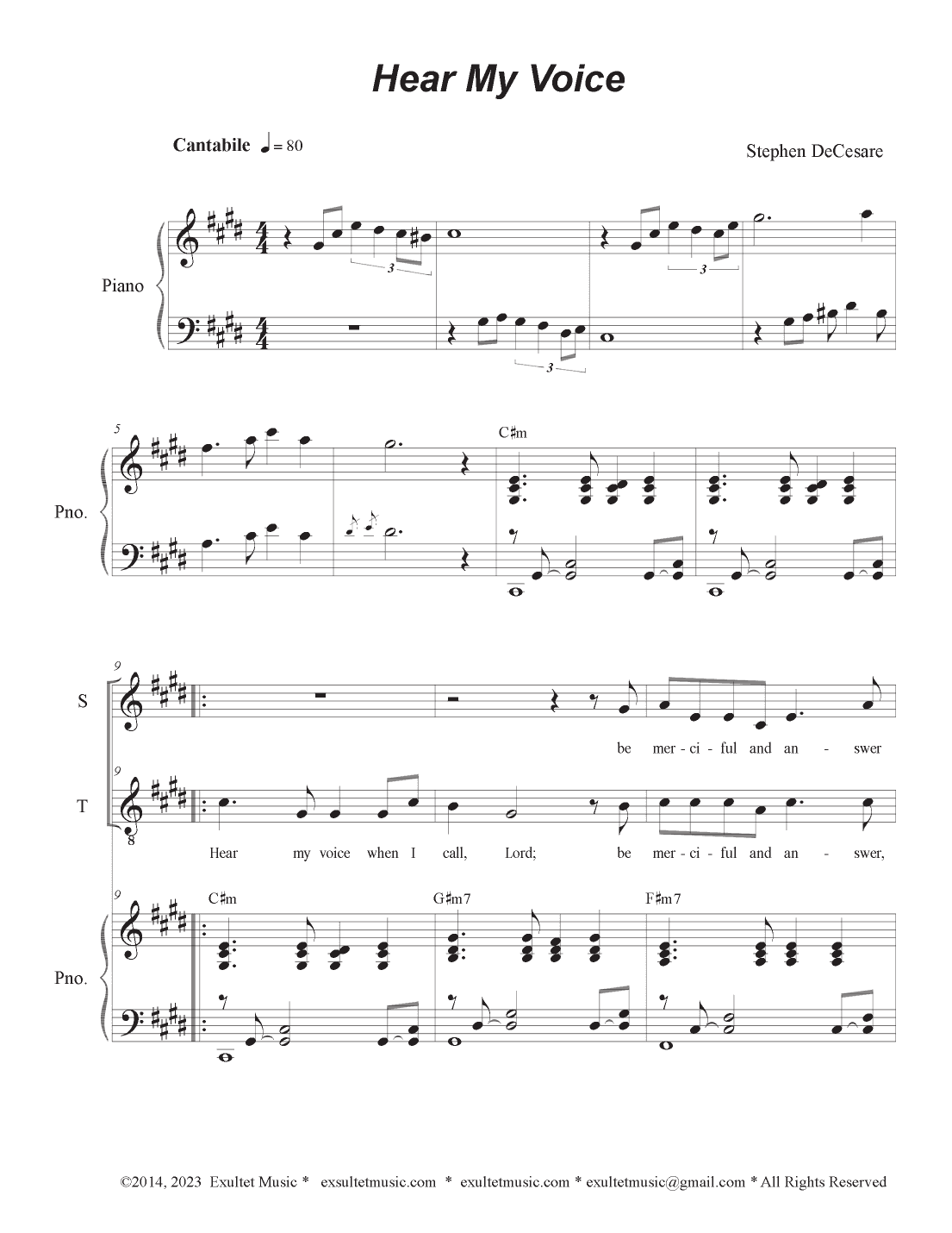 Hear My Voice (2-part choir - (Soprano and Tenor)