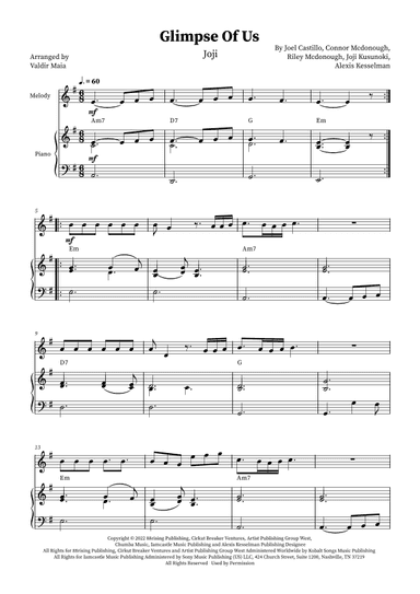 Glimpse Of Us (arr. Valdir Maia)