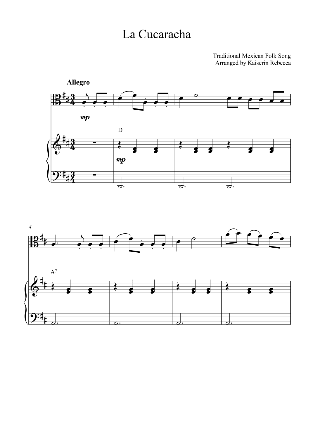 La Cucaracha (arr. Kaiserin Rebecca)