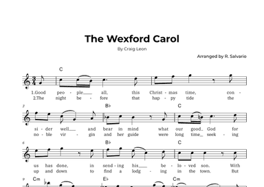 The Wexford Carol (Key of C Major) (arr. R. Salvario)