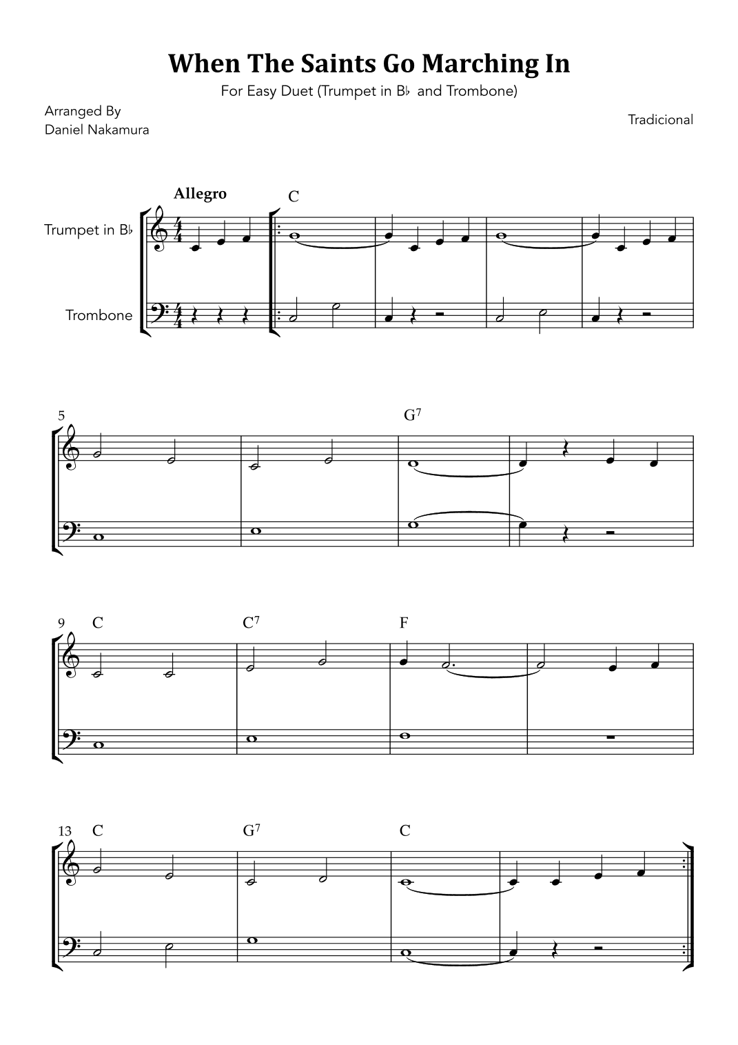 When The Saints Go Marching In (for trumpet and trombone duet) (arr. Daniel Nakamura)