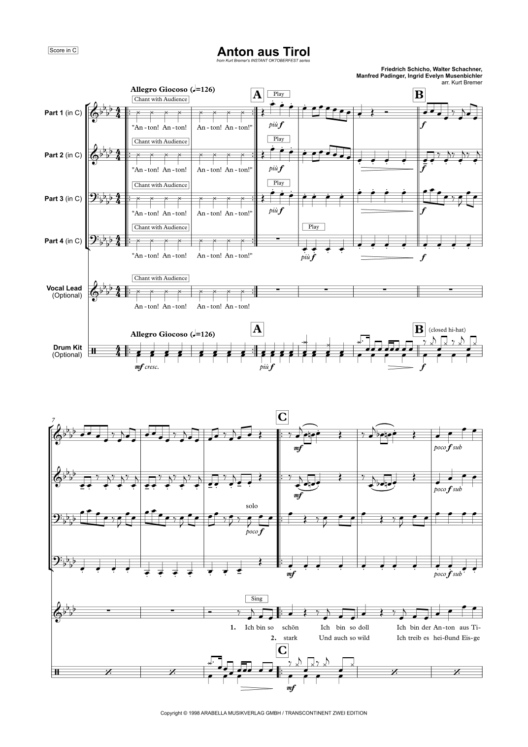 Der Anton Aus Tirol (arr. Kurt Bremer)