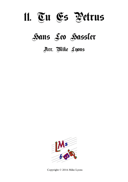 Tu Es Petrus - Cantiones Sacrae (Brass quartet) (arr. Mike Lyons)
