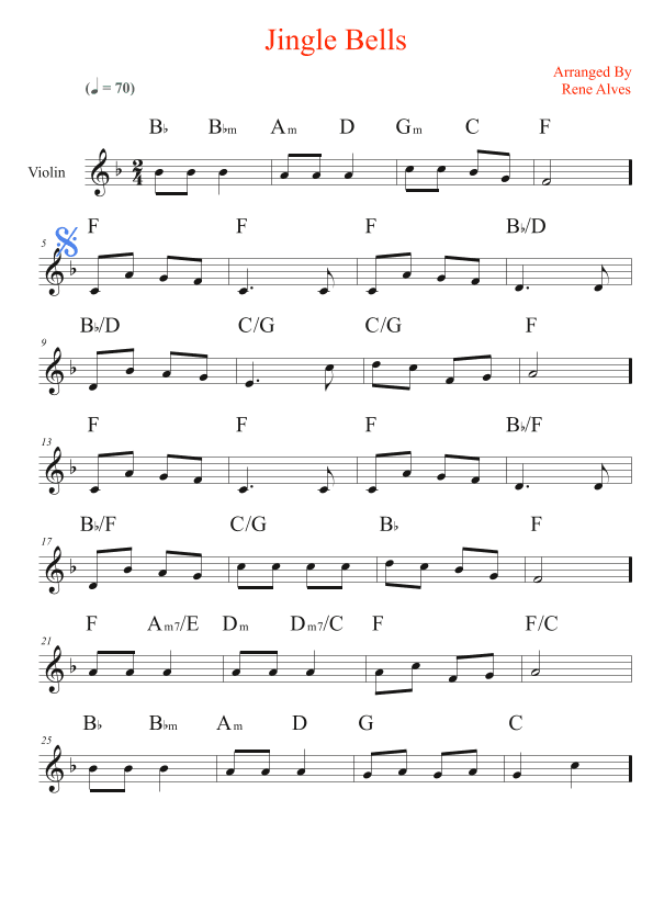 jingle bells, cipher christmas music and violin melody (arr. Rene Alves)