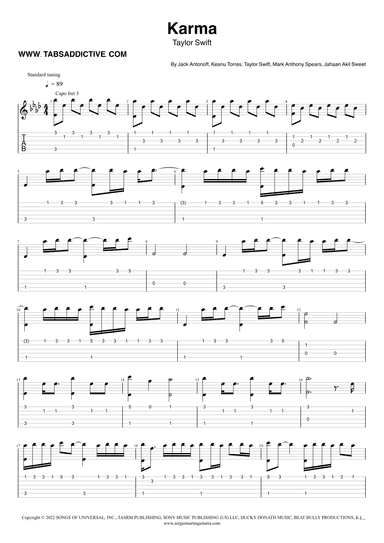 Karma (arr. TABS ADDICTIVE - SERGIO MARTIN GUITARRA)