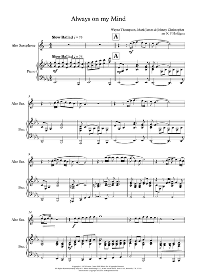 Always On My Mind (arr. Kevin P Holdgate)