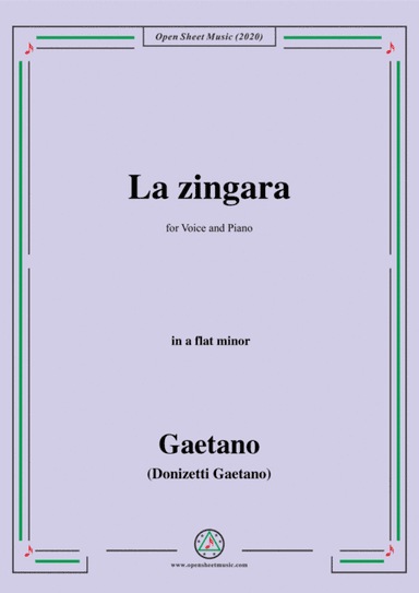 Donizetti-La Zingara,in a flat minor,for Voice and Piano (arr. MSM)