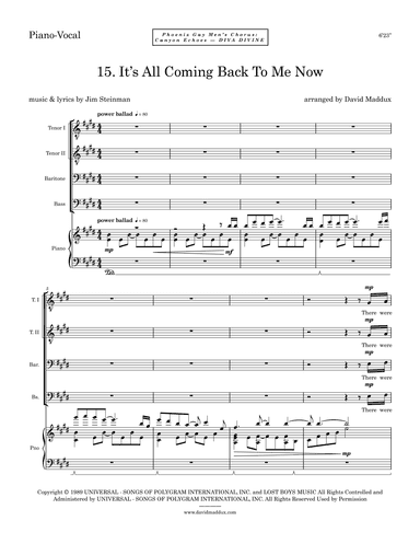 It's All Coming Back To Me Now (arr. David Maddux)