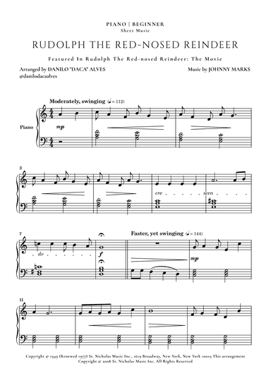 Rudolph The Red-nosed Reindeer (arr. Danilo "Daca" Alves)