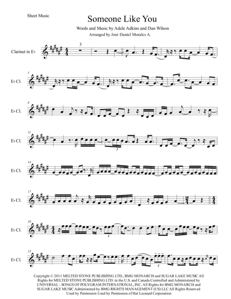 Someone Like You (arr. José Daniel Morales A.)
