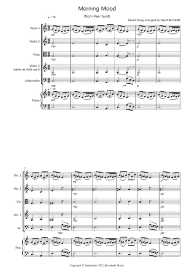 Morning Mood (from Peer Gynt) for String Quartet (arr. David Burndrett)