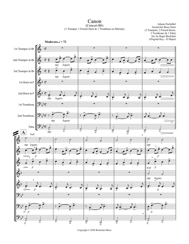 Canon (Pachelbel) (Bb) (Brass Octet - 3 Trp, 2 Hrn, 2 Trb, 1 Tuba) (1 Trp, 1 Hrn, 1 Trb lead) (arr. Regis Bookshar)